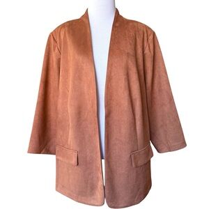 NYC New York Women's Tan Open-Front Suede Jacket 3X